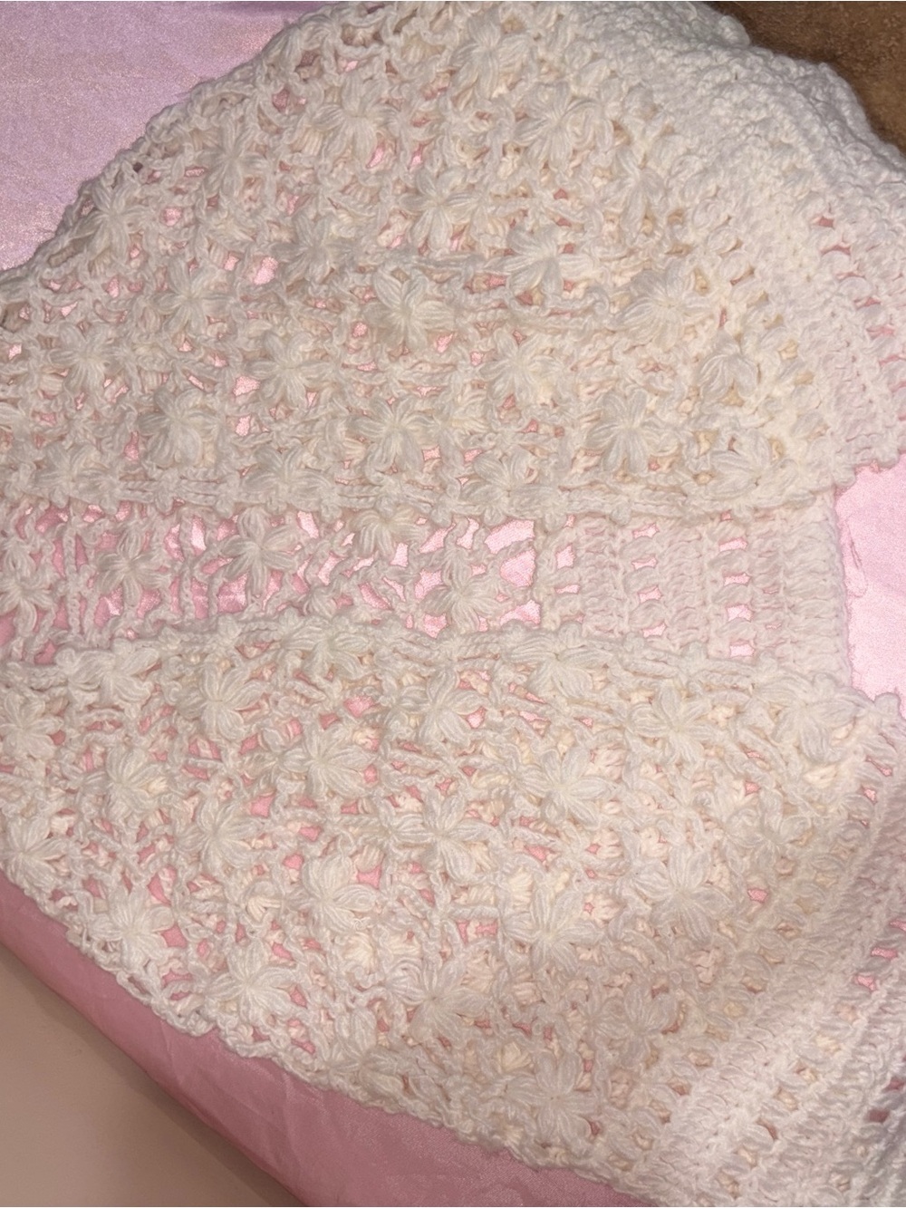 Cream Crochet Openwork Women's Sweater